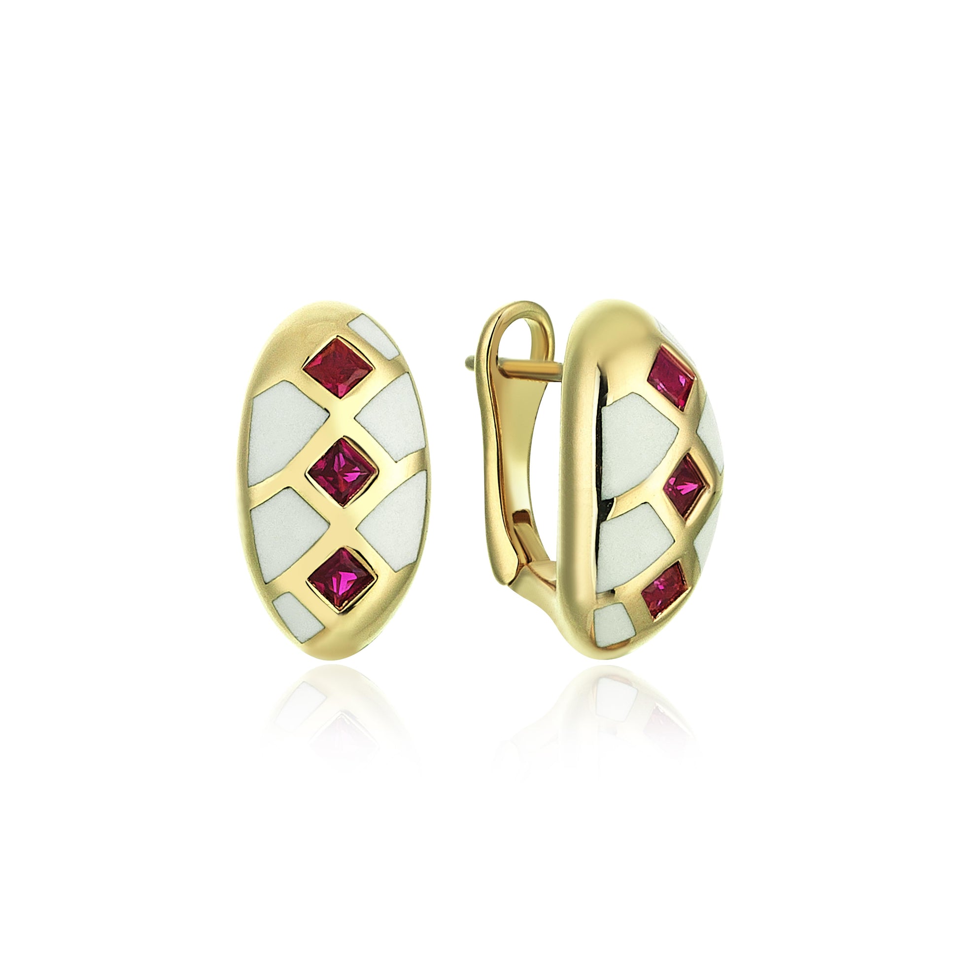 Cetaş Eterna Kırmızı Taşlı Altın Küpe - Image 3