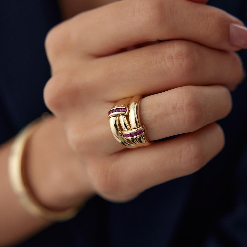 Cetaş Eterna Kırmızı Taşlı Altın Yüzük - Image 2