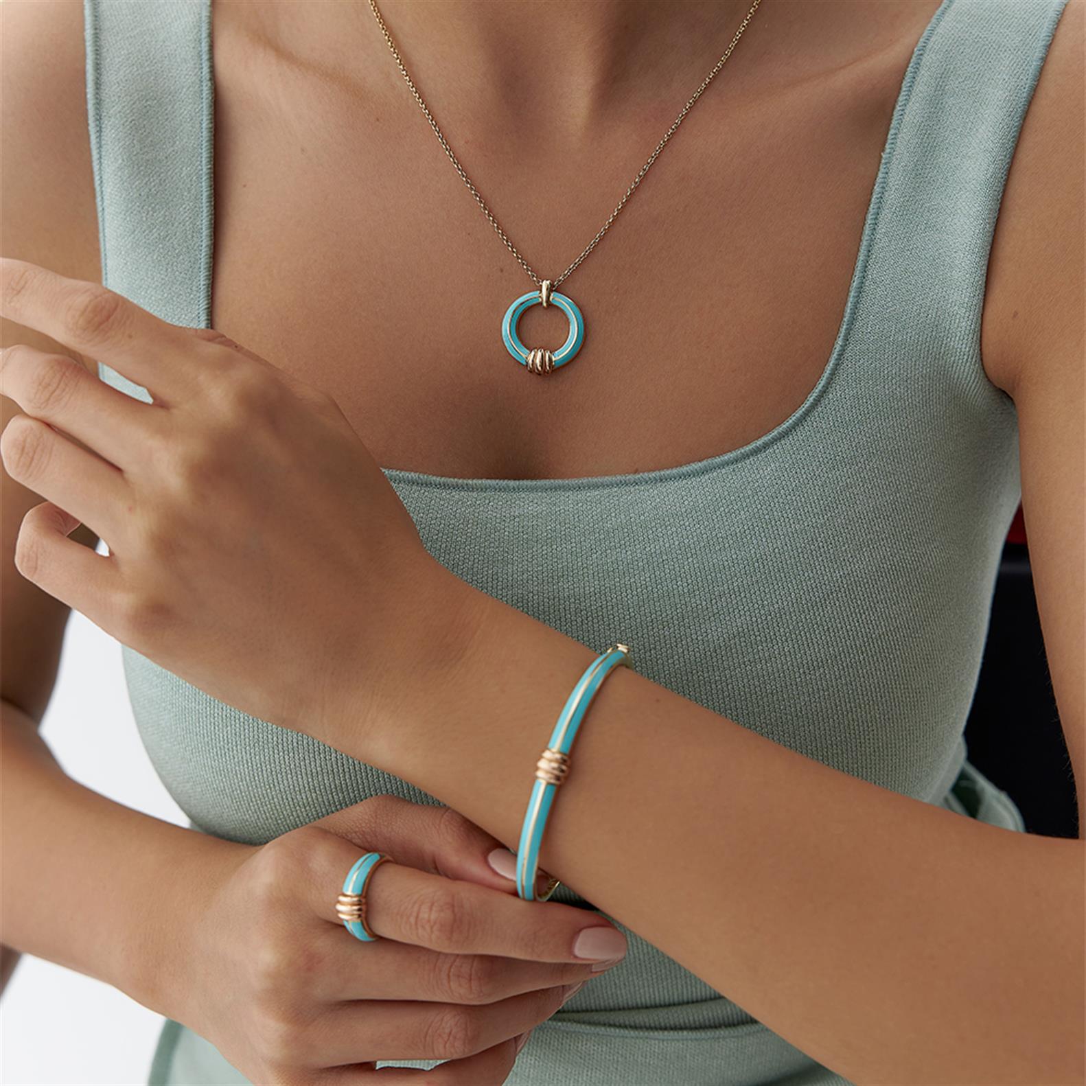 Cetaş Eterna Mavi Mineli Altın Kelepçe - Image 2