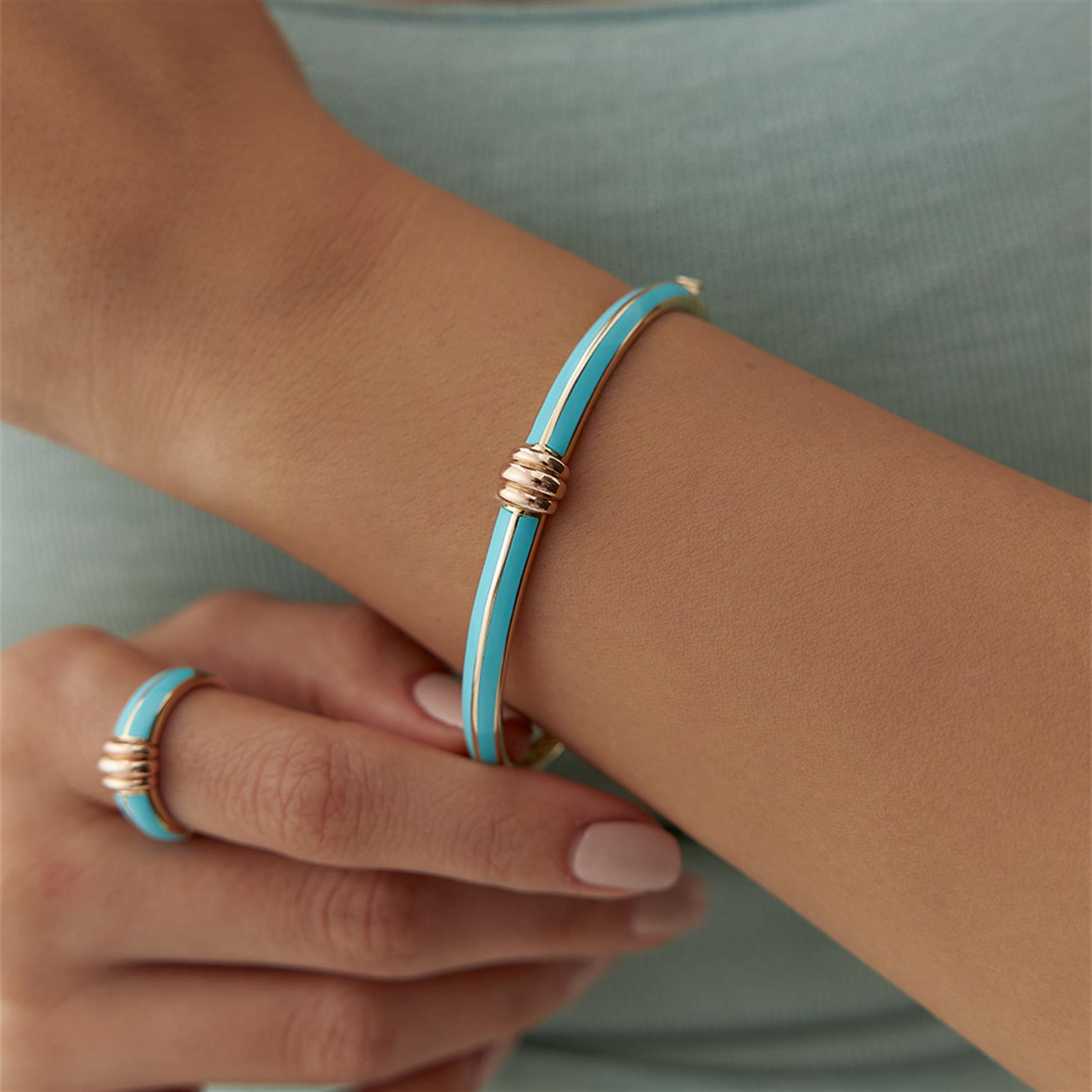 Cetaş Eterna Mavi Mineli Altın Kelepçe - Image 2