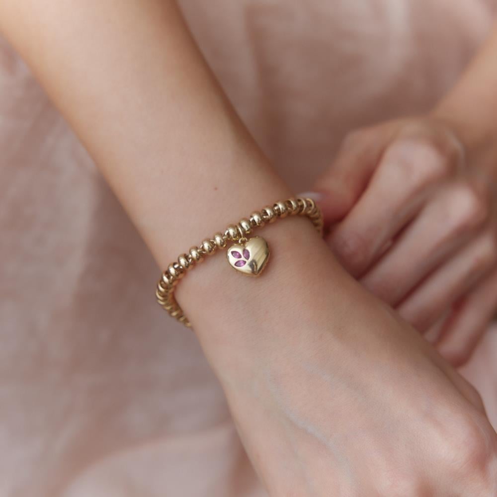 Cetaş Eterna Ruby Kalp Charm Altın Bileklik - Image 2