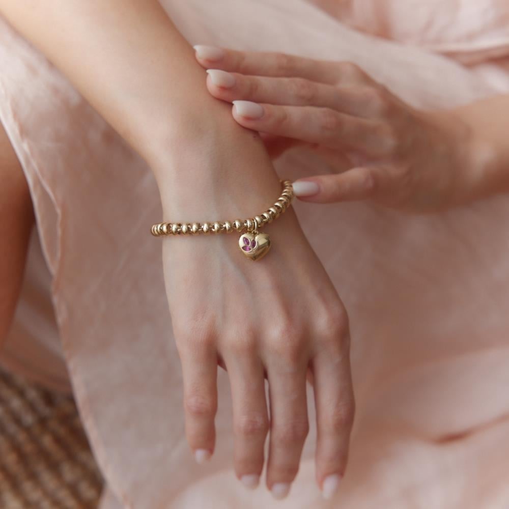 Cetaş Eterna Ruby Kalp Charm Altın Bileklik - Image 2