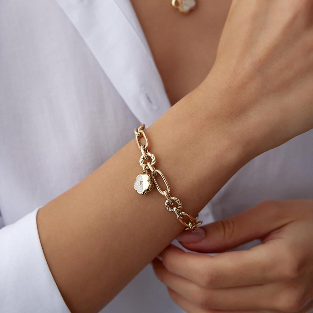 Cetaş Eterna Sedef Mineli Çiçek Charm Altın Bileklik - Image 2