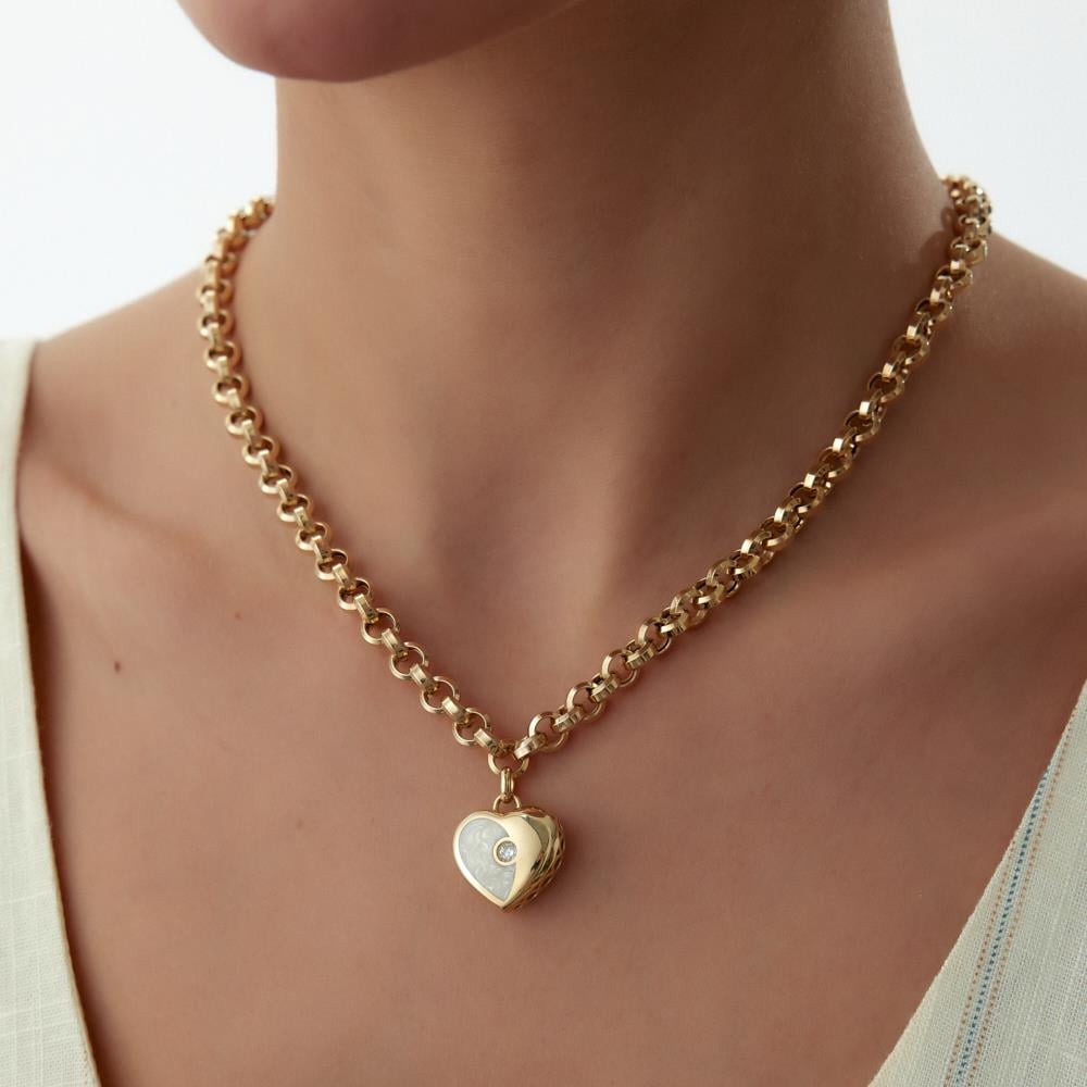 Cetaş Eterna Sedef Mineli Kalp Charm Altın Kolye - Image 1
