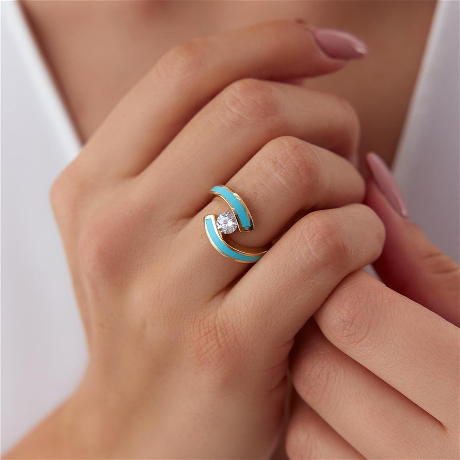 Cetaş Eterna Ying Yang Mavi Mineli Yüzük - Image 5