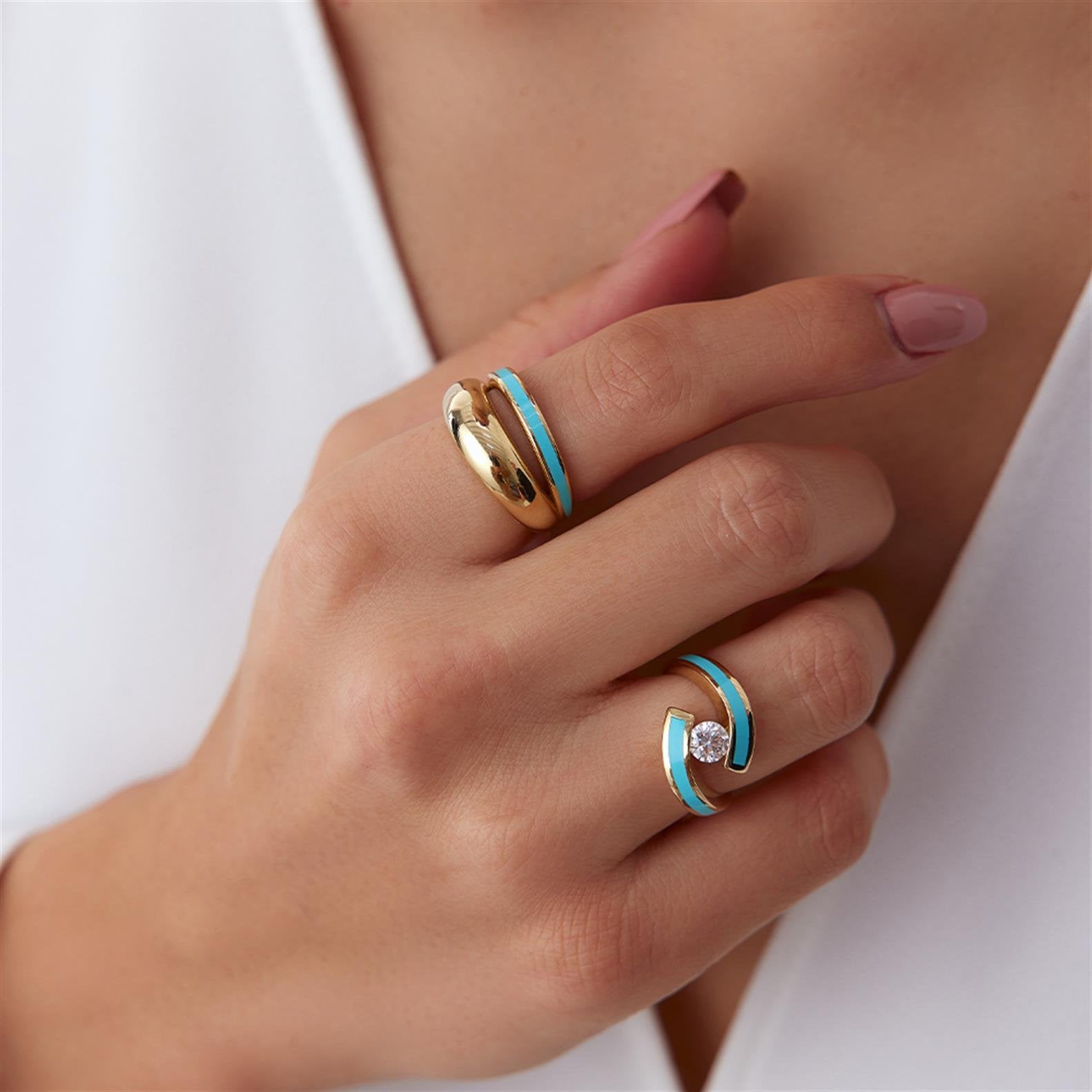 Cetaş Eterna Ying Yang Mavi Mineli Yüzük - Image 2