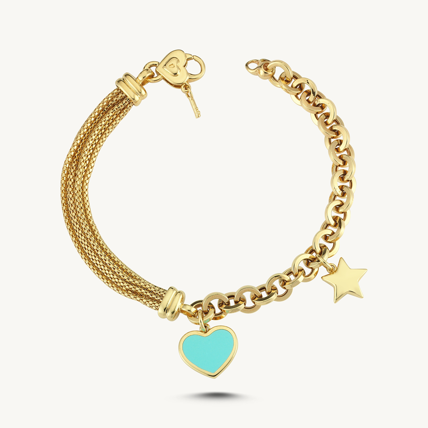 Cetaş Love&Heart Altın Bileklik