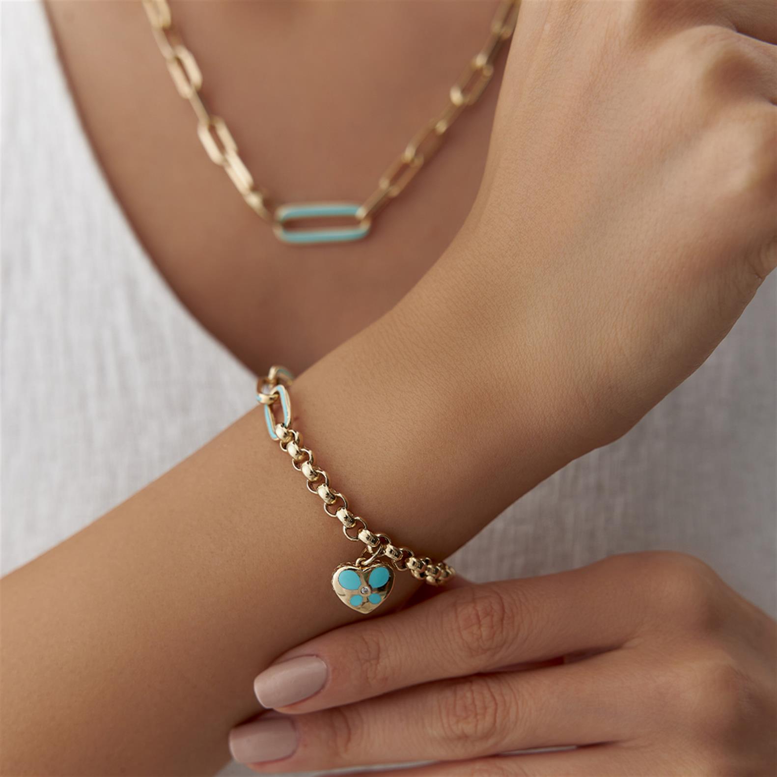 Cetaş Mavi Mineli Altın Ataç Eterna Kolye - Image 2