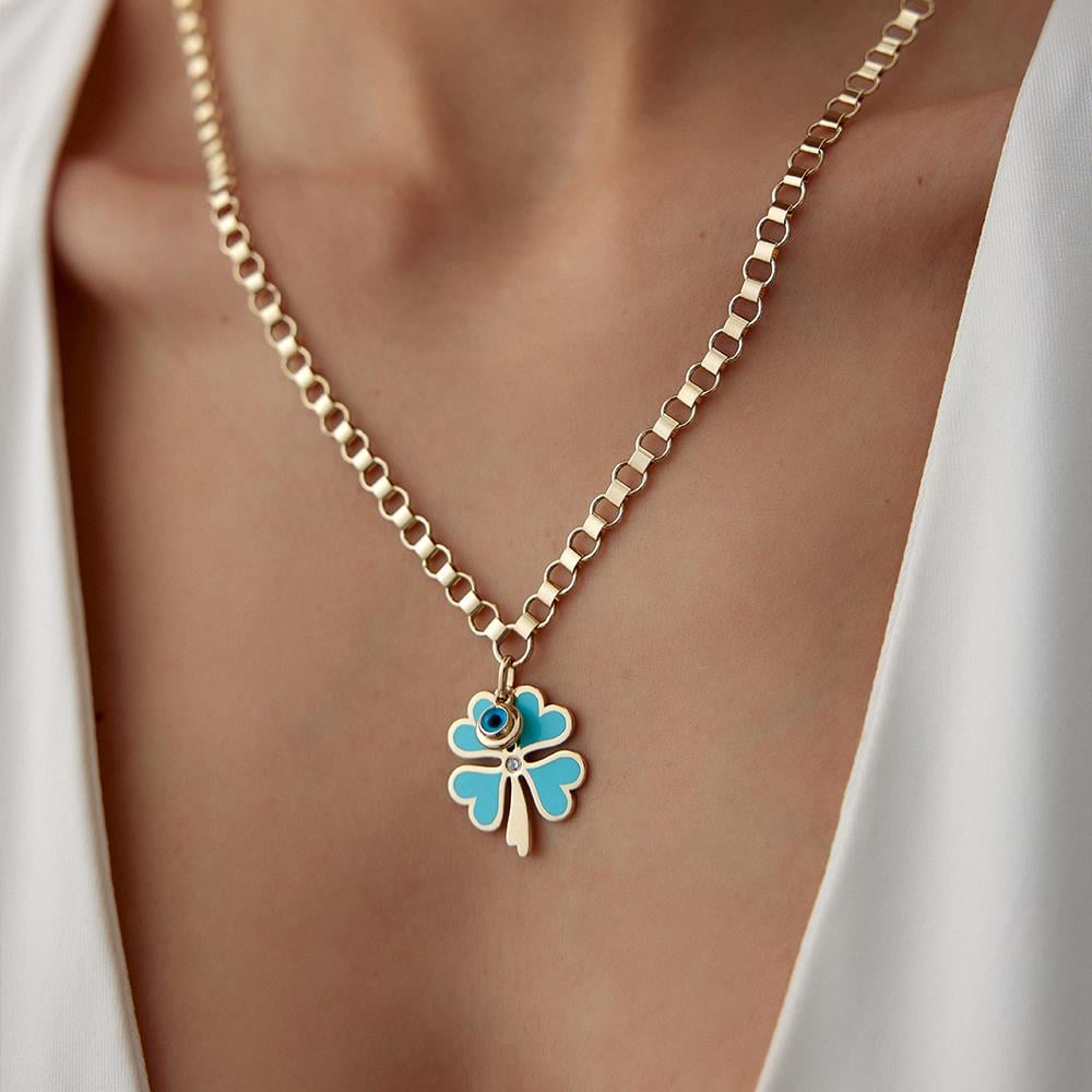 Cetaş Mineli Yonca Altın Kolye - Image 5