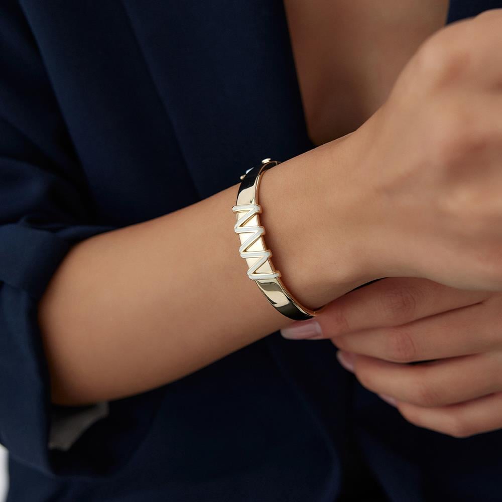 Cetaş Minima Beyaz Mineli Altın Kelepçe - Image 3