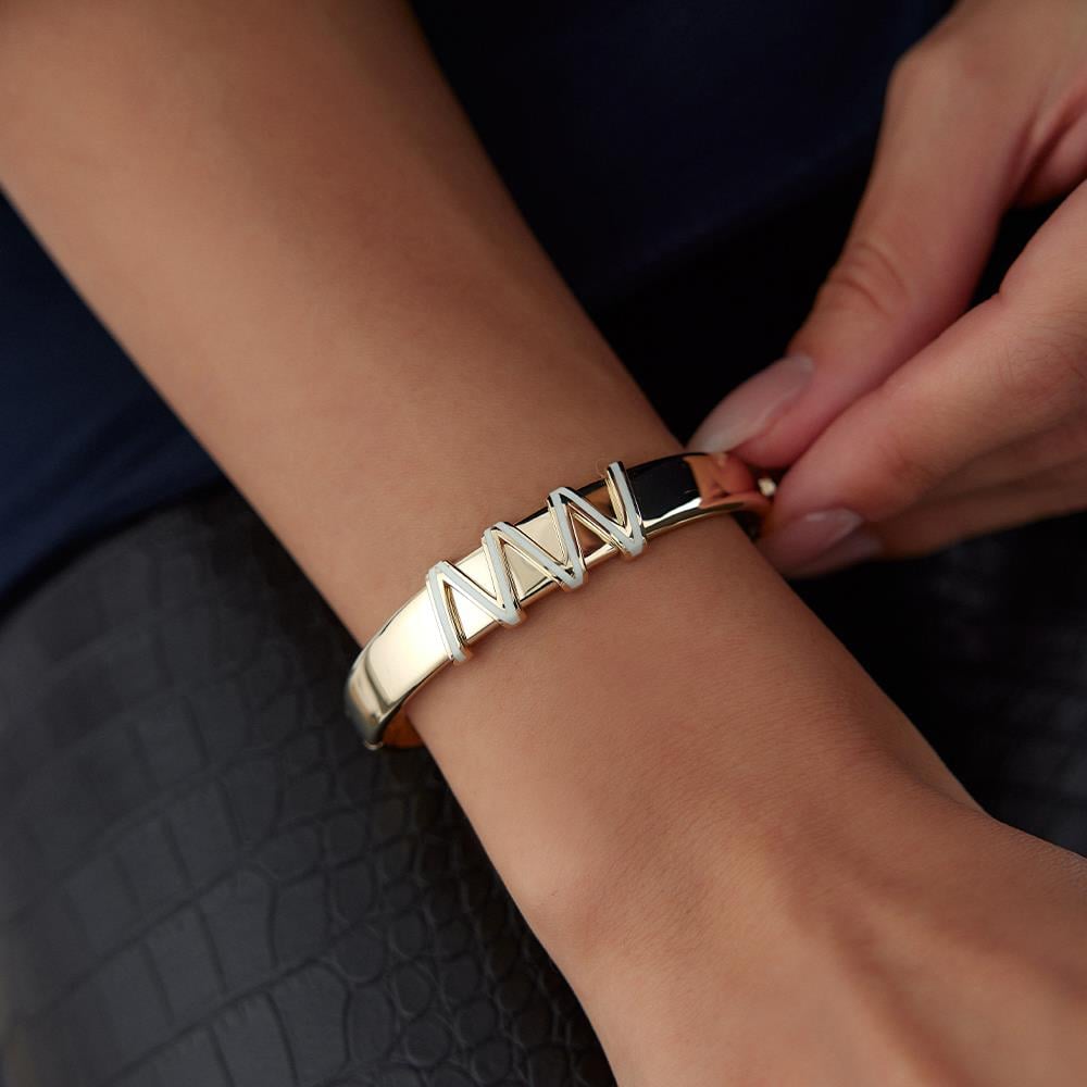 Cetaş Minima Beyaz Mineli Altın Kelepçe - Image 3