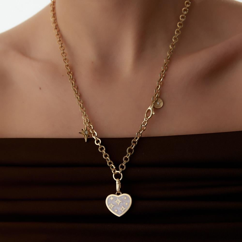 Cetaş Pembe Sedef Pusula Kalp Altın Kolye - Image 4