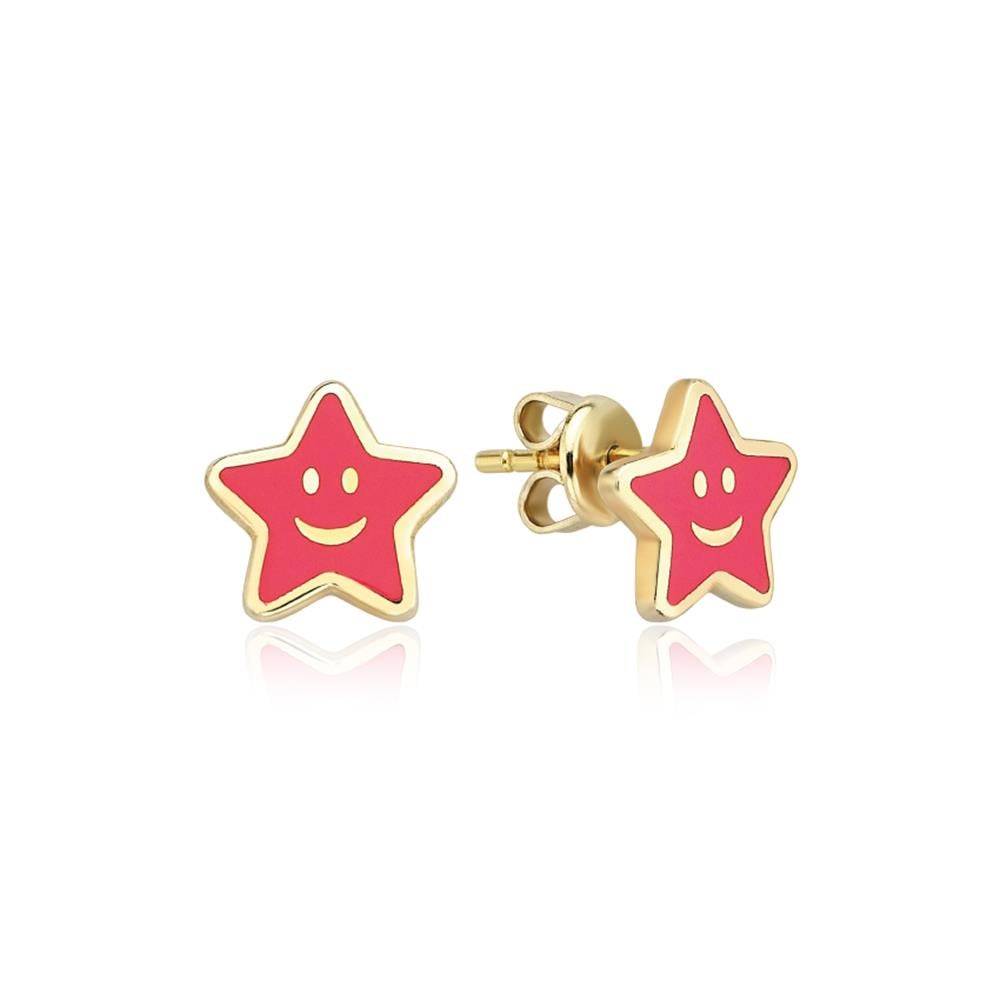 Cetaş Sarı Altın Mineli Yıldız Bambino Küpe - Image 1