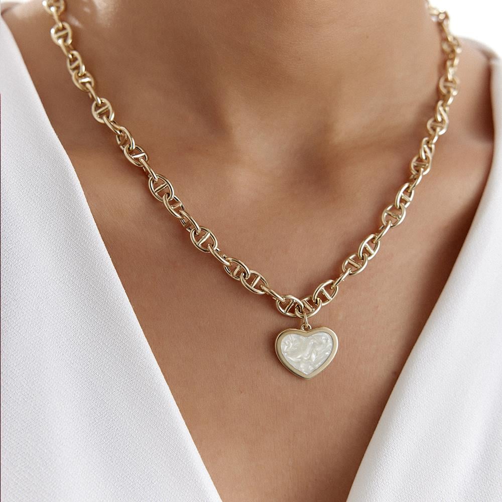 Cetaş Sedef Mineli Kalp Altın Kolye - Image 2