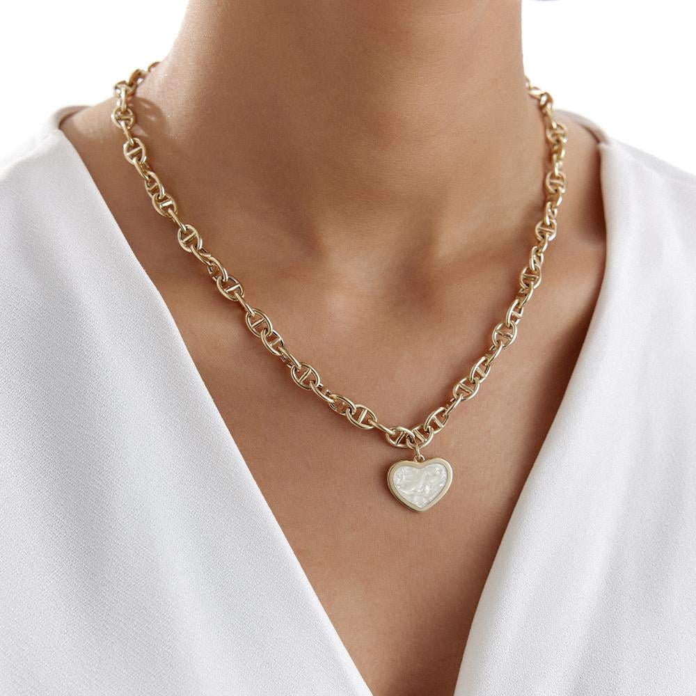 Cetaş Sedef Mineli Kalp Altın Kolye - Image 2