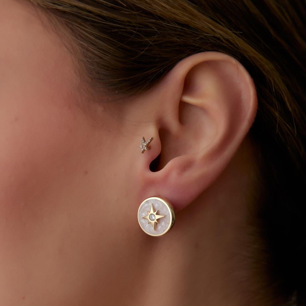 Cetaş Sedef Pusula Altın Küpe - Image 1