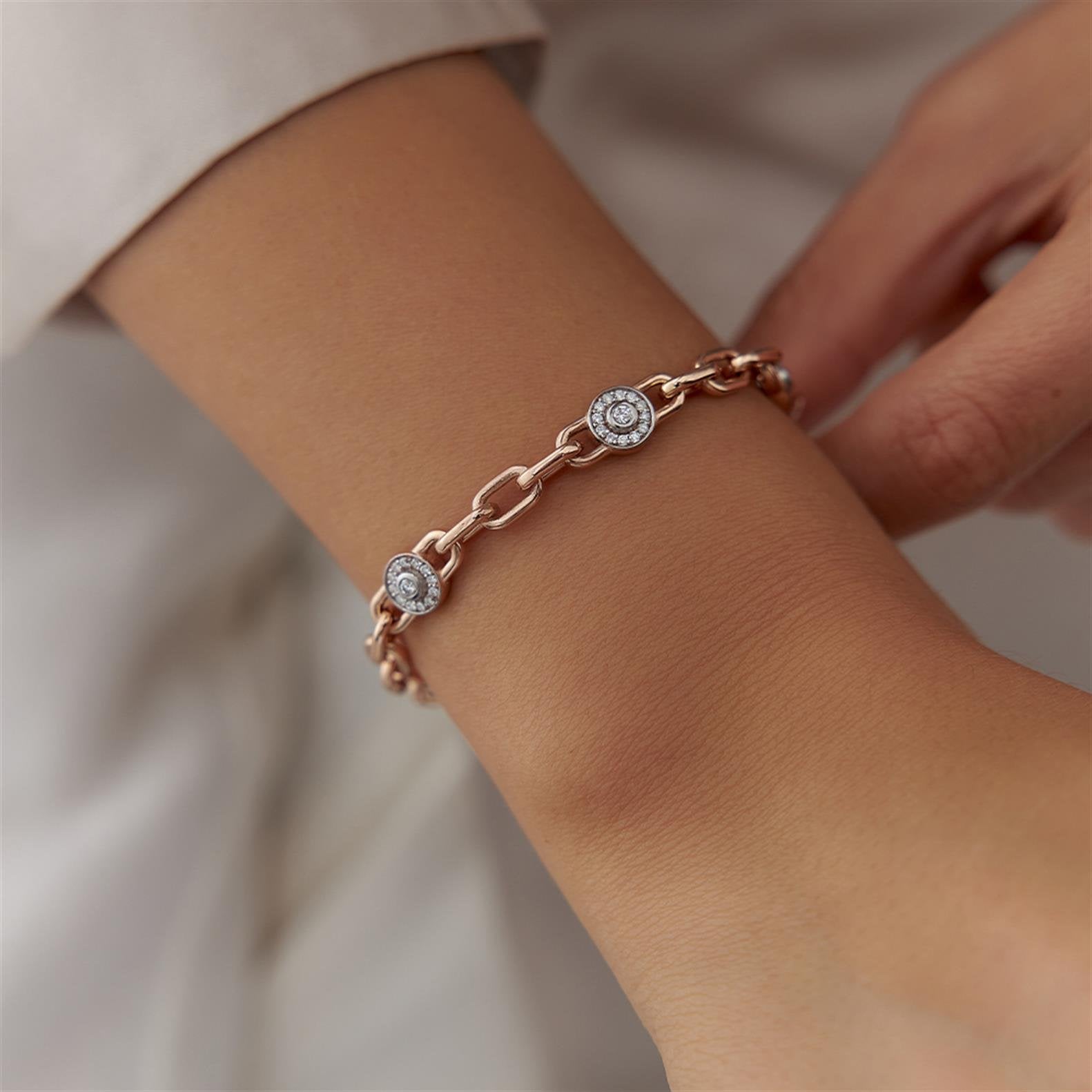 Chain Pırlanta Rose Altın Bileklik - Image 2