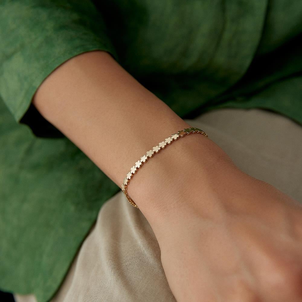 Çiçek Motif Sıralı Altın Bileklik - Image 2