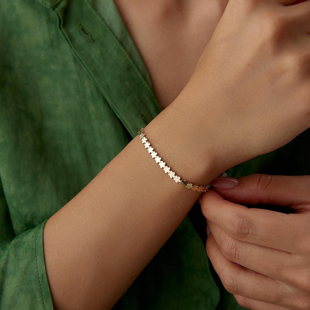 Çiçek Motif Sıralı Altın Bileklik - Image 2