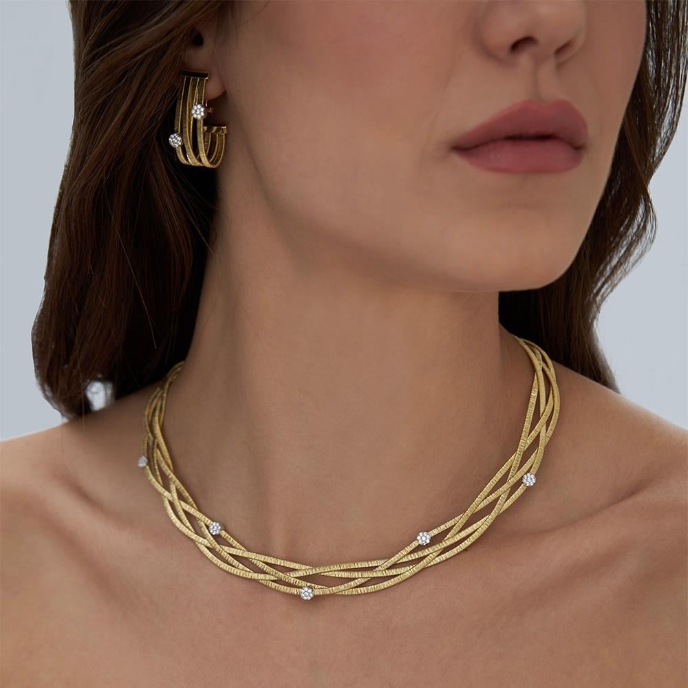 Çiçek Motifli Üçlü Hasır Altın Gerdanlık - Image 2