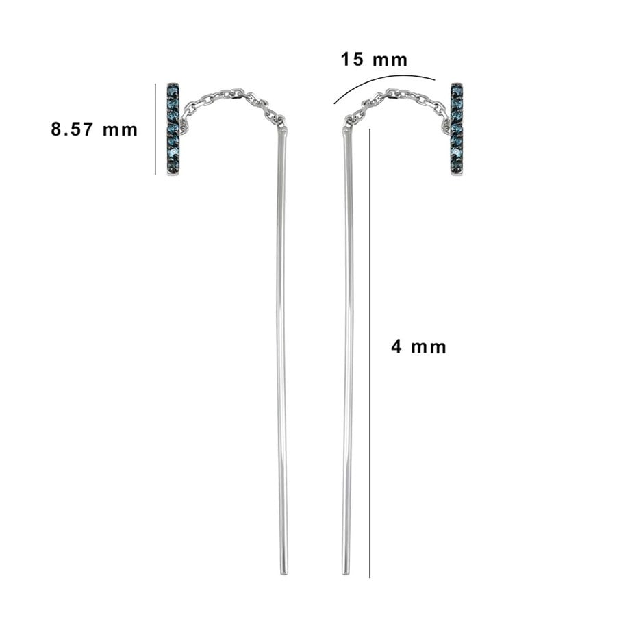 Çizgi Mavi Pırlanta Minimal Küpe - Image 3