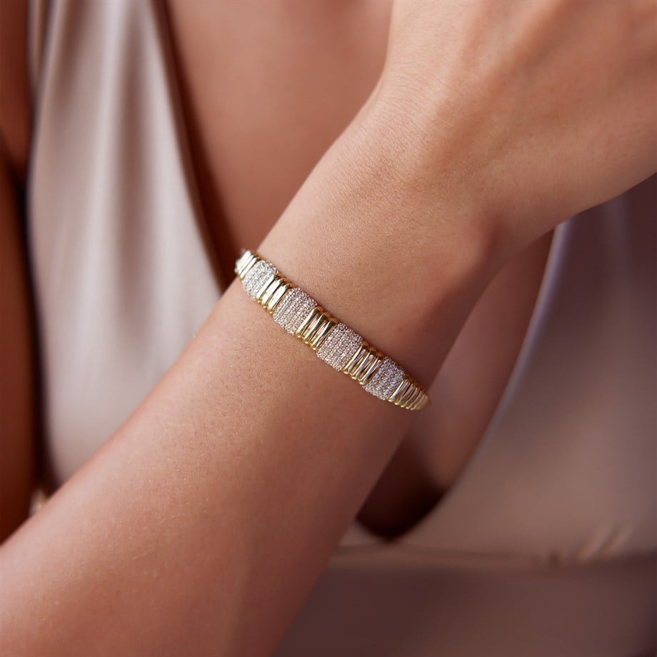 Çizgi Taşlı Altın Kelepçe - Image 1