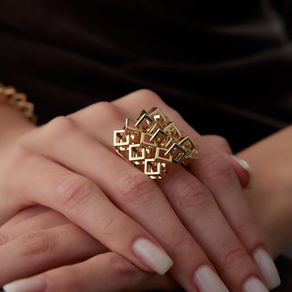 Cube Tasarım Altın Yüzük - Image 2