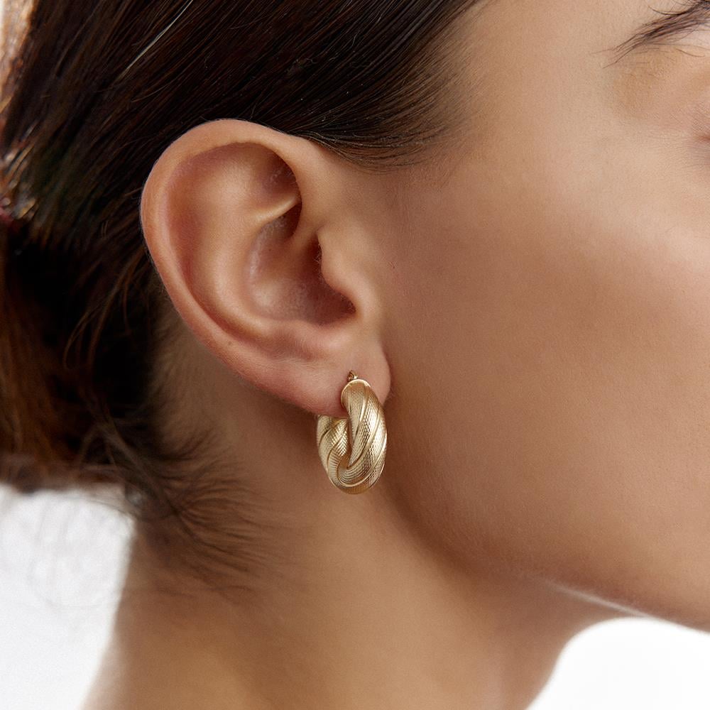 Desenli Altın Simit Halka Küpe - Image 2