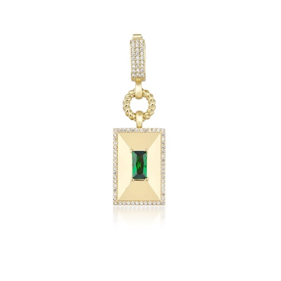 Dörtgen Yeşil Taşlı Kolye Ucu - Image 1