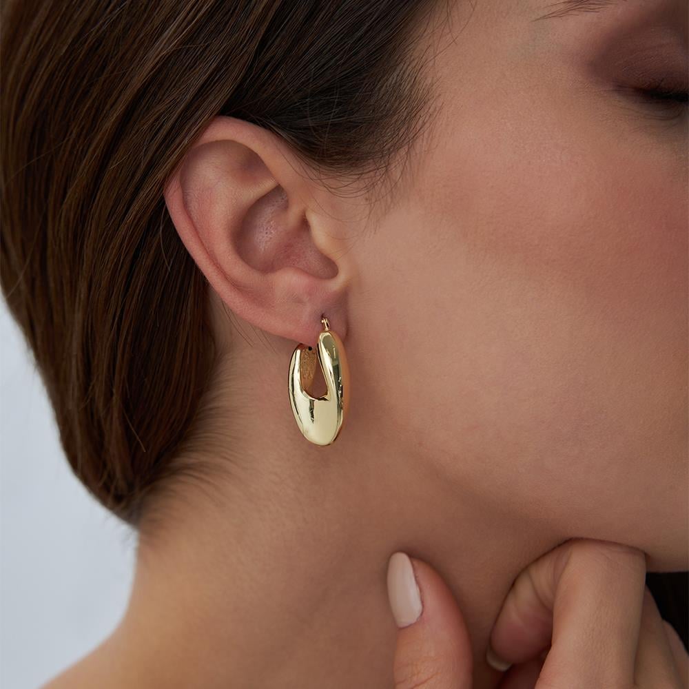 Eğik İtalyan Altın Halka Küpe - Image 2