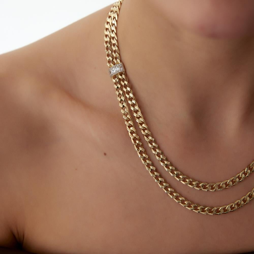 Ema Çift Zincir Tasarım Altın Gurmet Kolye - Image 2