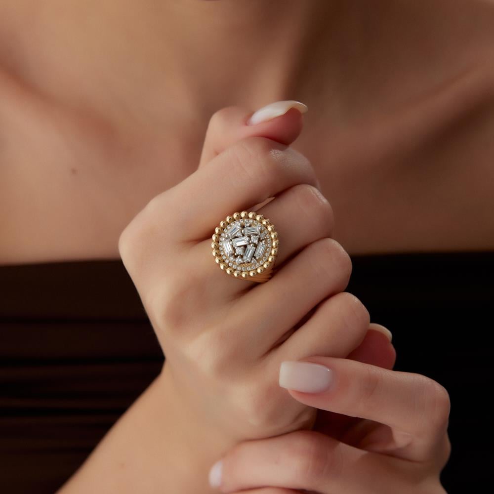 Ema Yuvarlak Tasarım Altın Yüzük - Image 2