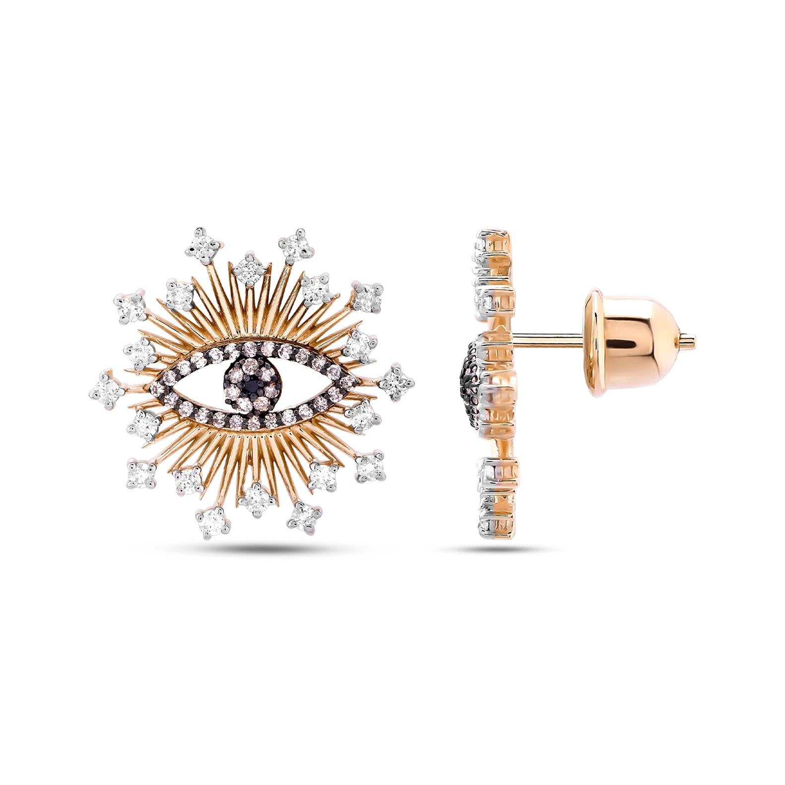 Evil Eye Nazar Göz Pırlanta Küpe - Image 1