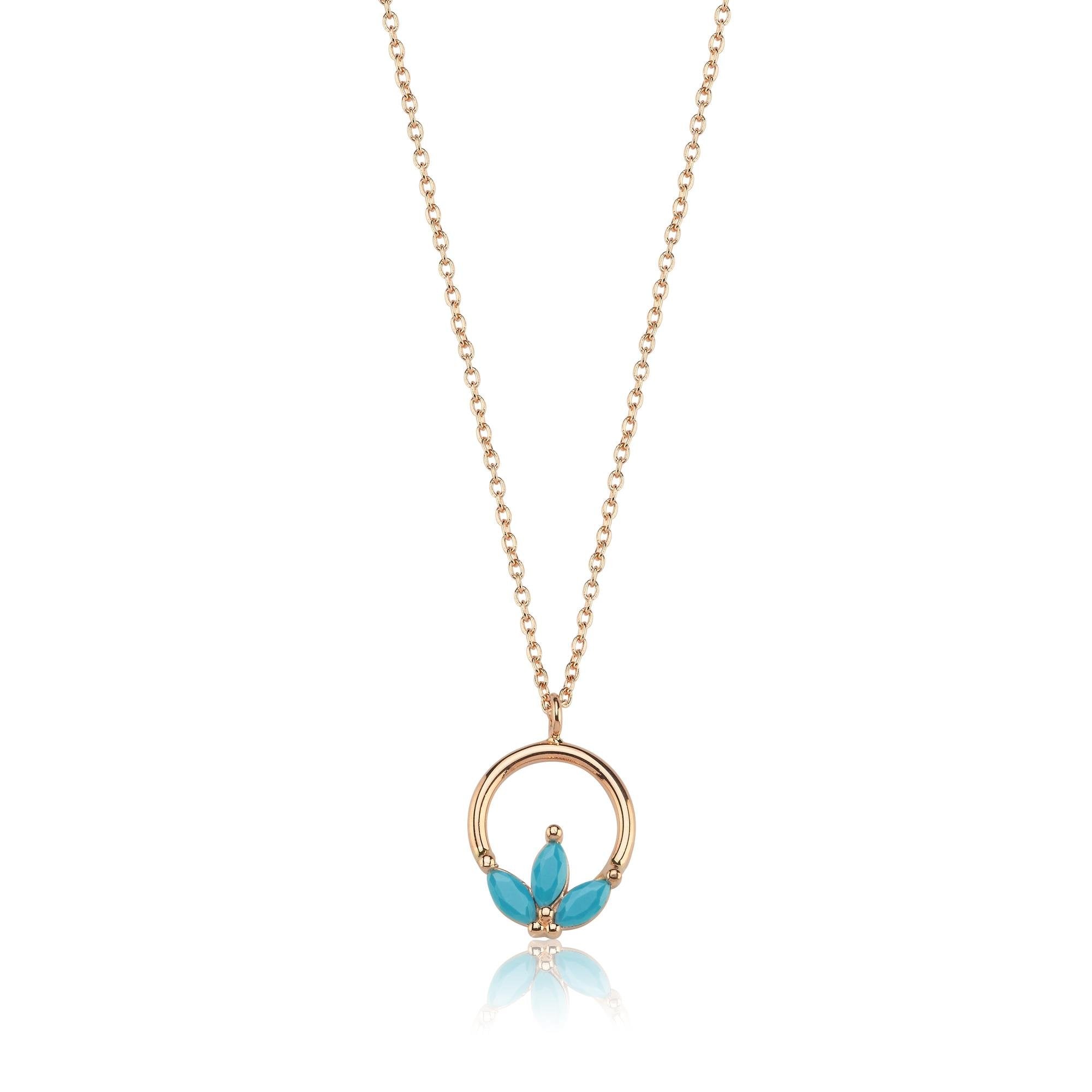 Firuze Lotus Motifli Minimal Kolye - Image 2