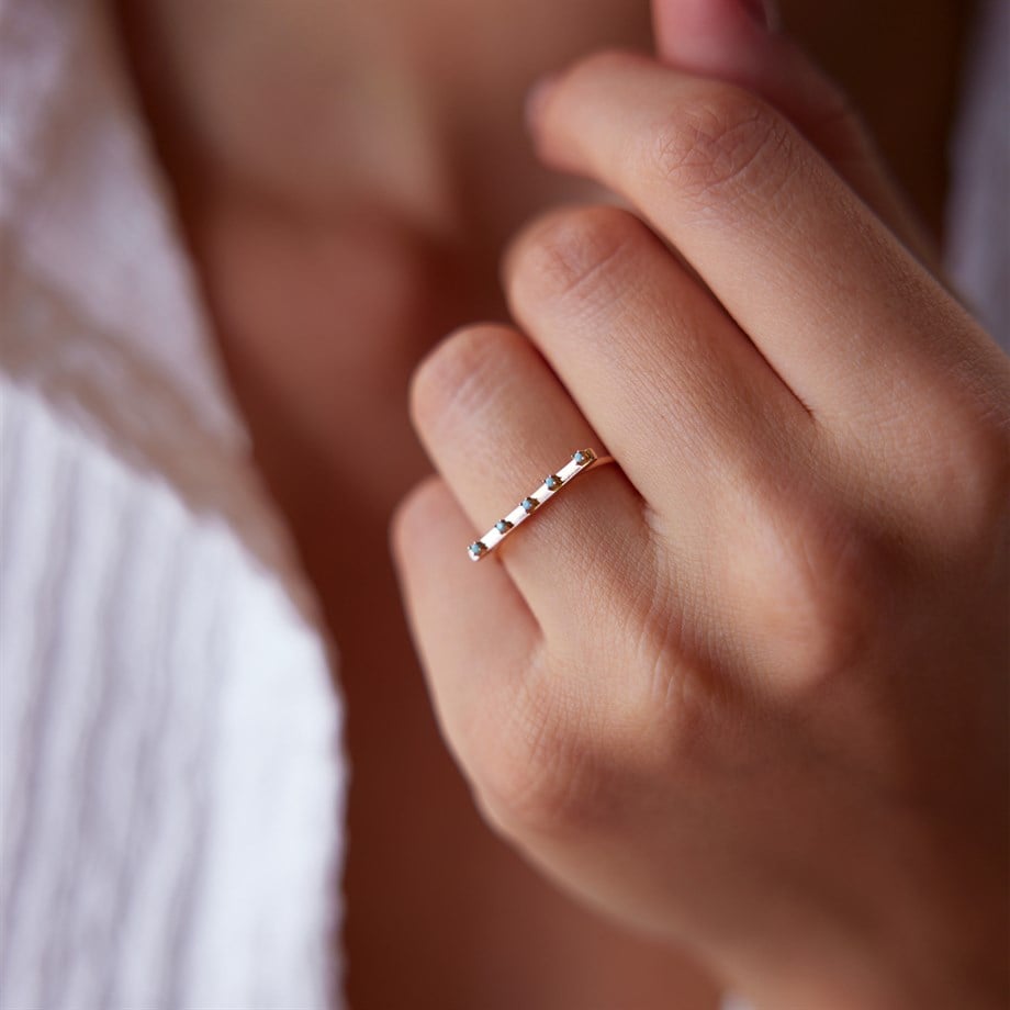 Firuze Taşlı Minimal Yüzük - Image 1