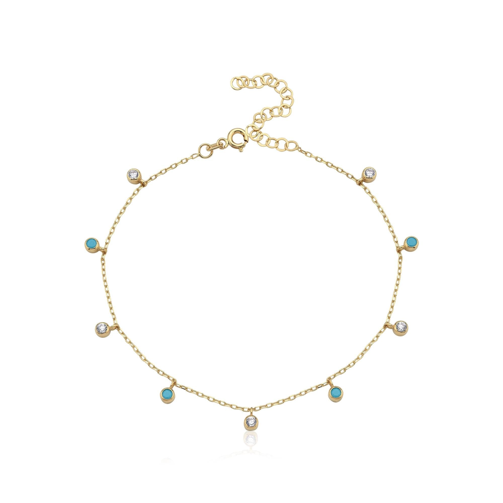 Firuze Ve Taşlı Altın Halhal - Image 3