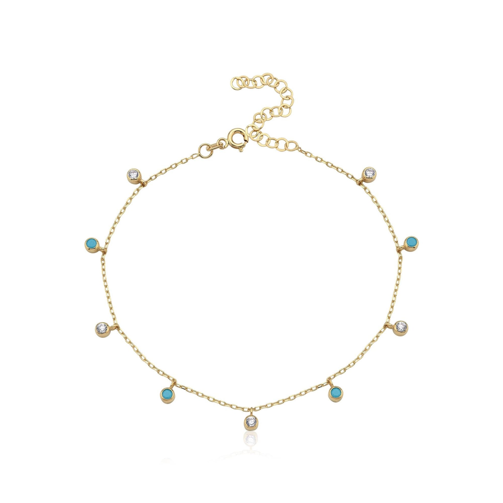 Firuze Ve Taşlı Altın Halhal - Image 3