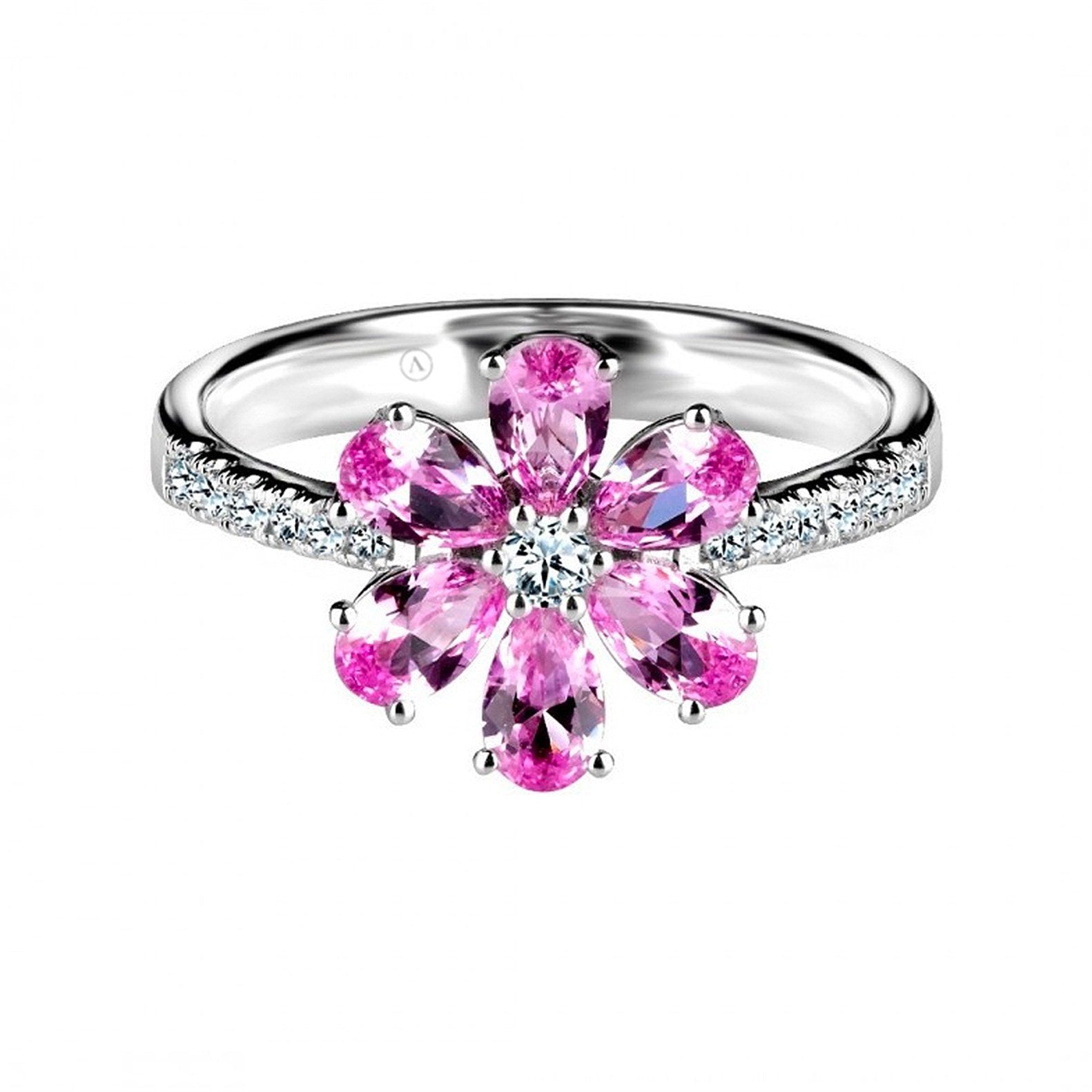 FLORA PINK PIRLANTALI ALTIN YÜZÜK - Image 1