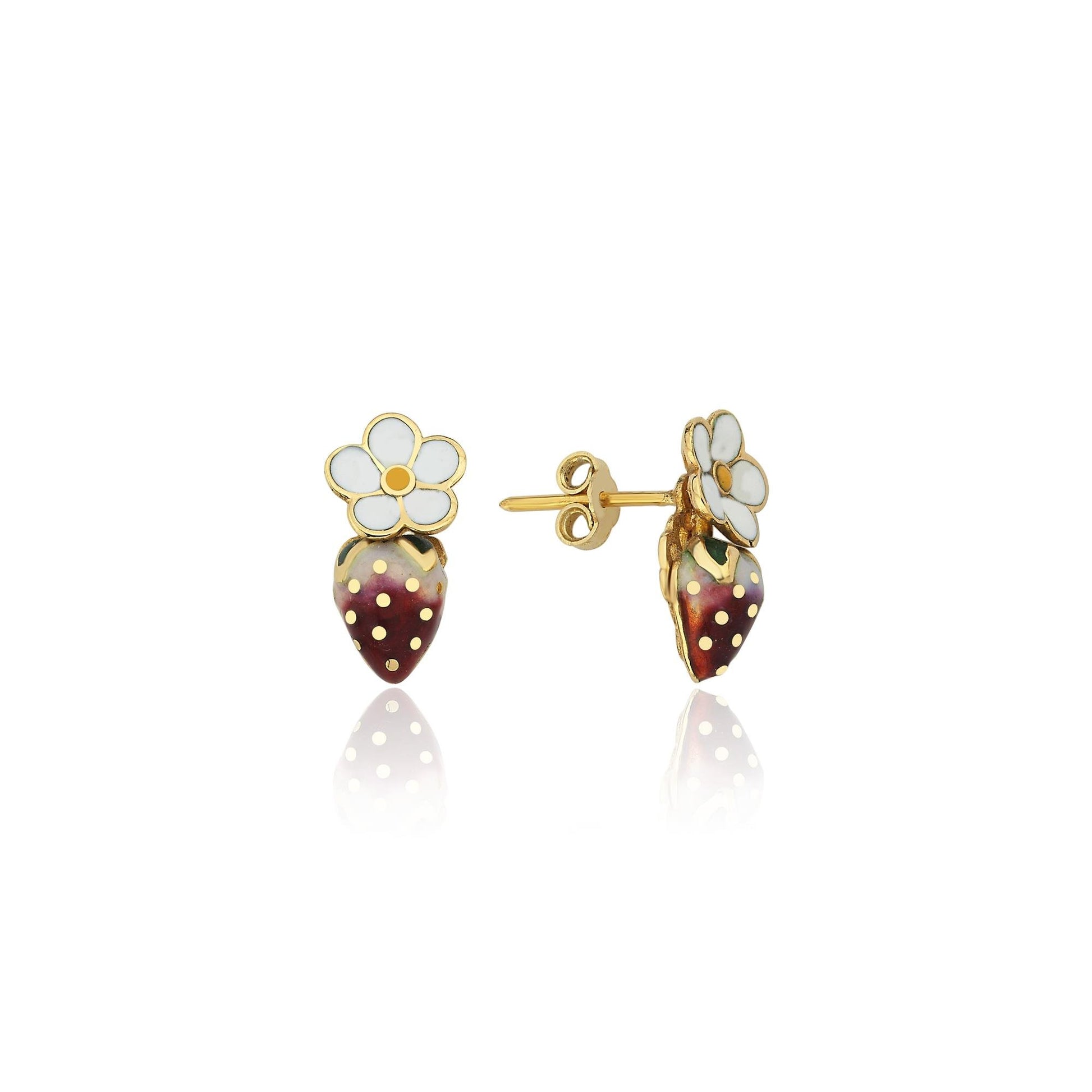 Floral Altın Çocuk Küpe - Image 1