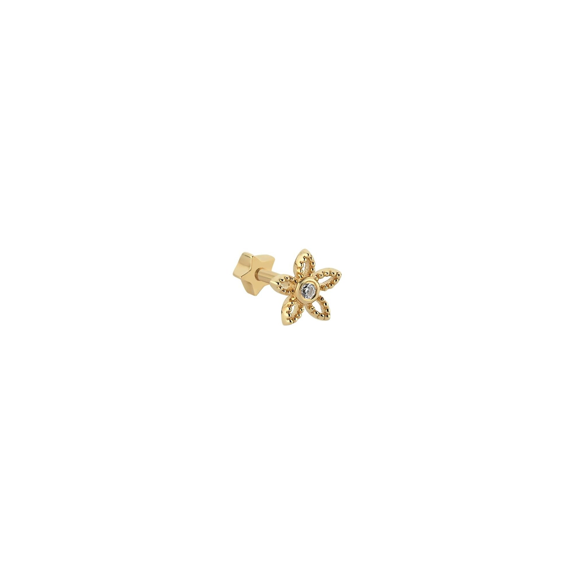 Floral Altın Tragus Küpe - Image 1