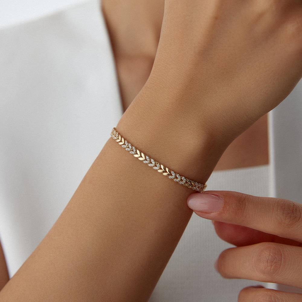 Forward Taşlı Üçgen Sıralı Altın Bileklik - Image 1