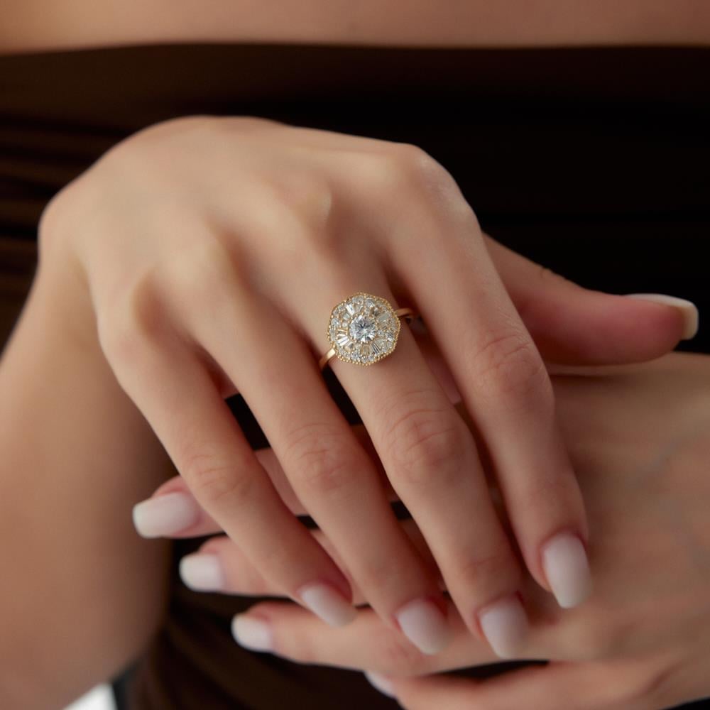 Genola Altıgen Tasarım Altın Yüzük - Image 2