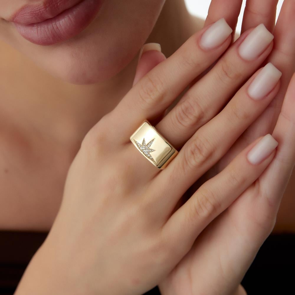 Genola Kuzey Yıldızı Tasarım Altın Yüzük - Image 2