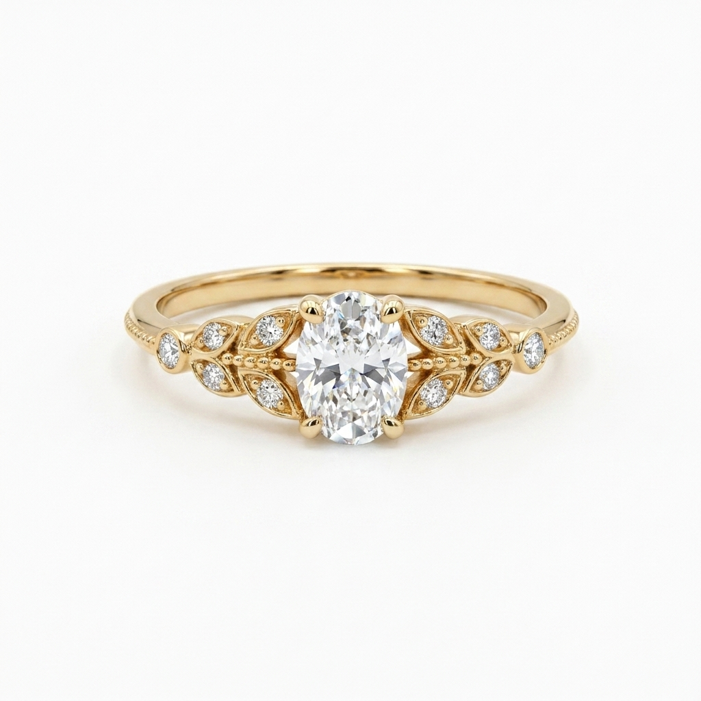 0.47 Ct Oval Pırlanta Vintage Tasarım Yüzük