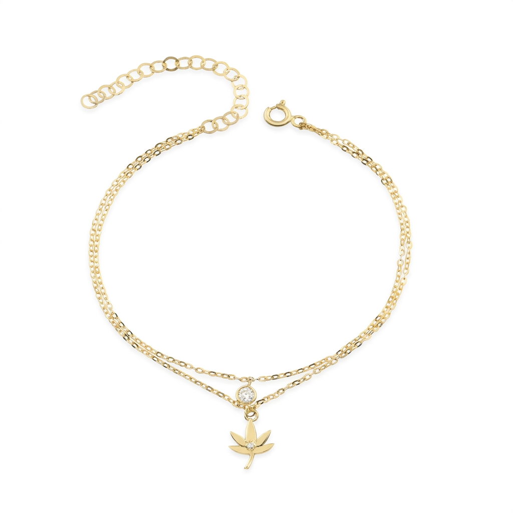 Leaf Charm Altın Halhal