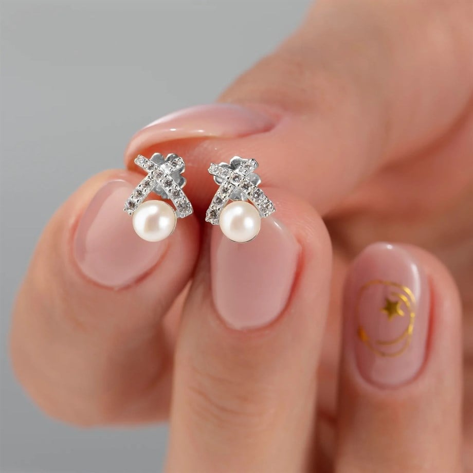 İncili Minimal Kurdele Küpe - Image 3