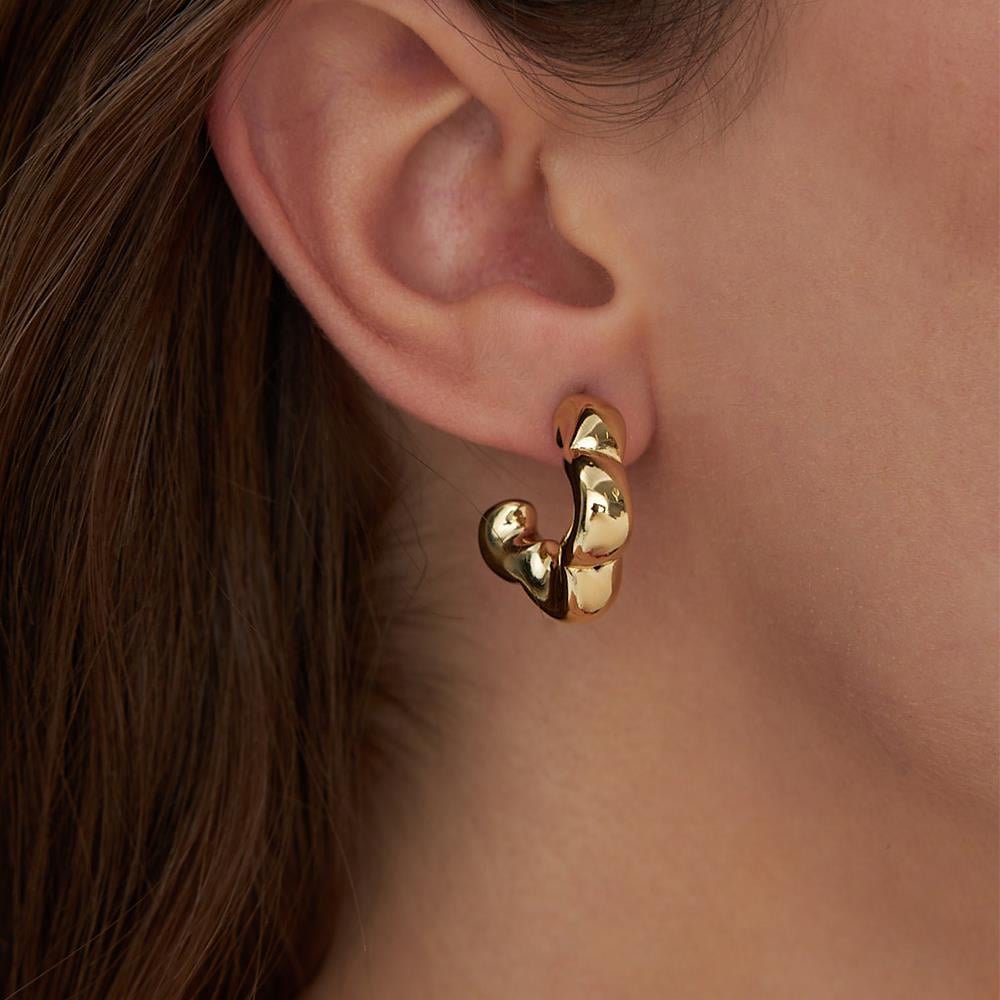 İtalyan Altın Yonca Küpe - Image 3