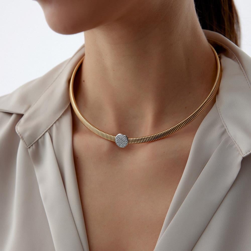 İthal 18 Ayar Altın Tasarım Pırlanta Gerdanlık - Image 2