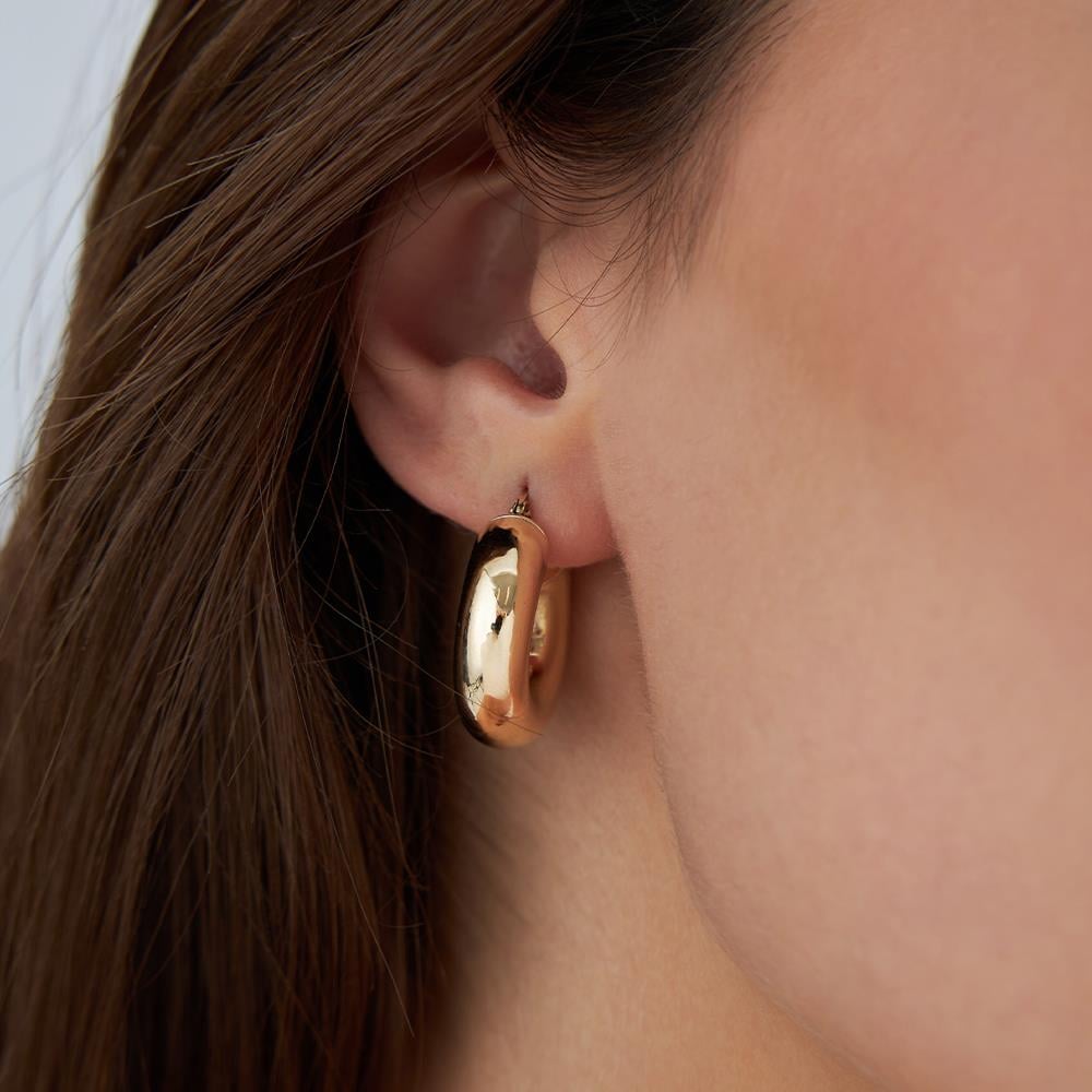 Kalın Simit Altın Halka Küpe - Image 2