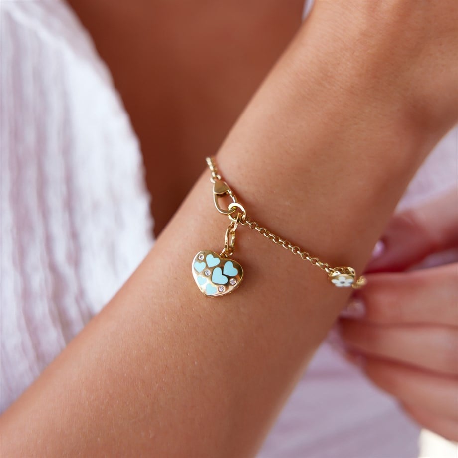 Kalp Ve Çiçek Figürlü Cetaş Bileklik - Image 1